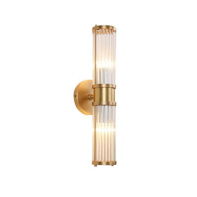 Modern Luxury Transparent Cylinder Iron Glass 1/2 Light Wall Sconce Lamp For Hallway