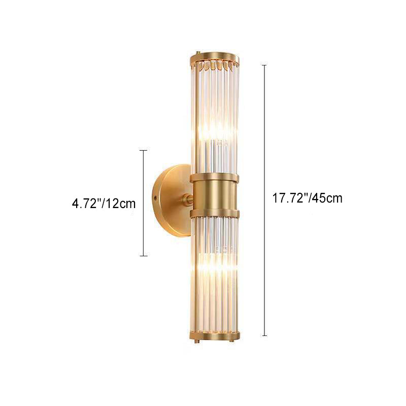 Modern Luxury Transparent Cylinder Iron Glass 1/2 Light Wall Sconce Lamp For Hallway