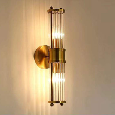 Modern Luxury Transparent Cylinder Iron Glass 1/2 Light Wall Sconce Lamp For Hallway