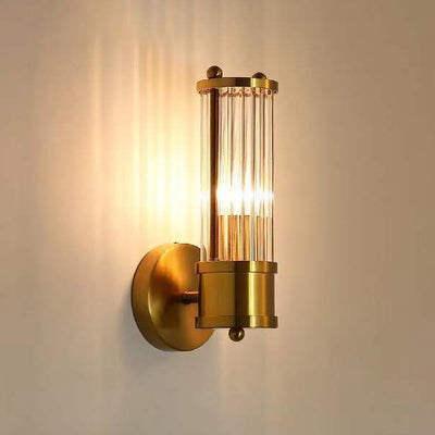 Modern Luxury Transparent Cylinder Iron Glass 1/2 Light Wall Sconce Lamp For Hallway