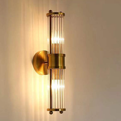 Modern Luxury Transparent Cylinder Iron Glass 1/2 Light Wall Sconce Lamp For Hallway