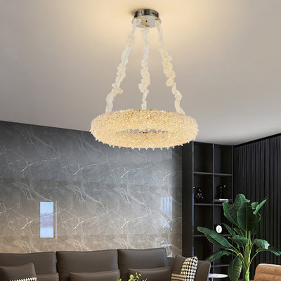 Modern Luxury Circle Stainless Steel Crystal LED Chanderlier For Living Room