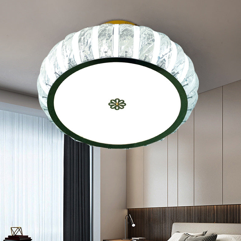 Moderne minimalistische Trommel Edelstahl Kristall Acryl LED Semi-Flush Mount Deckenleuchte für Schlafzimmer 