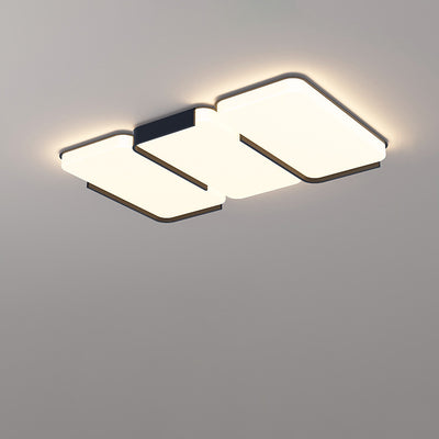 Modern Simplicity Rectangle Iron Plastic LED Flush Mount Ceiling Light For Living Room