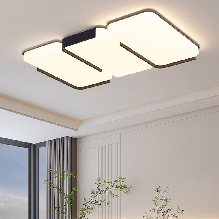 Modern Simplicity Rectangle Iron Plastic LED Flush Mount Ceiling Light For Living Room