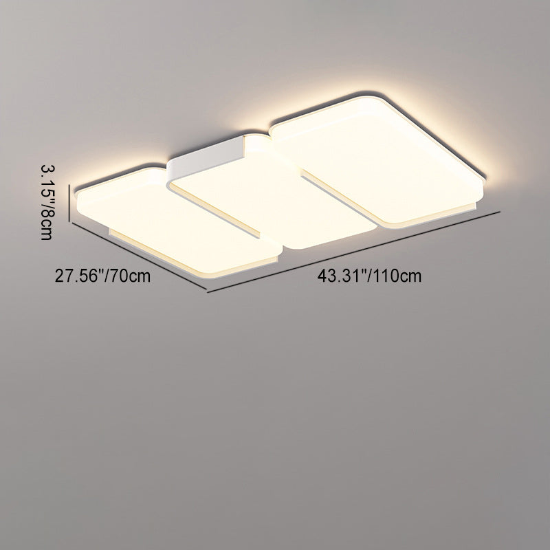 Modern Simplicity Rectangle Iron Plastic LED Flush Mount Ceiling Light For Living Room