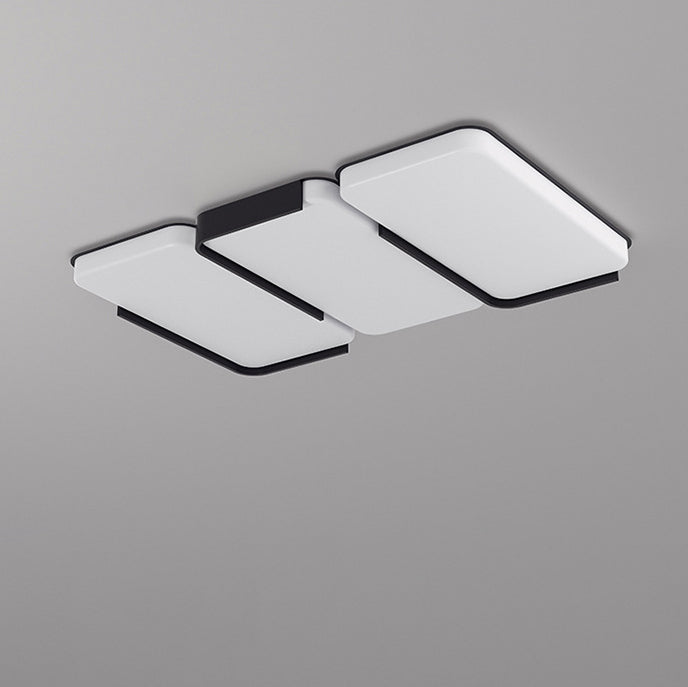 Modern Simplicity Rectangle Iron Plastic LED Flush Mount Ceiling Light For Living Room