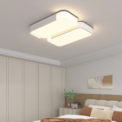 Modern Simplicity Rectangle Iron Plastic LED Flush Mount Ceiling Light For Living Room