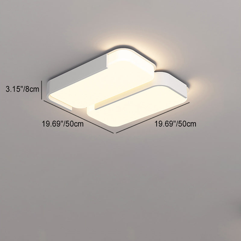 Modern Simplicity Rectangle Iron Plastic LED Flush Mount Ceiling Light For Living Room