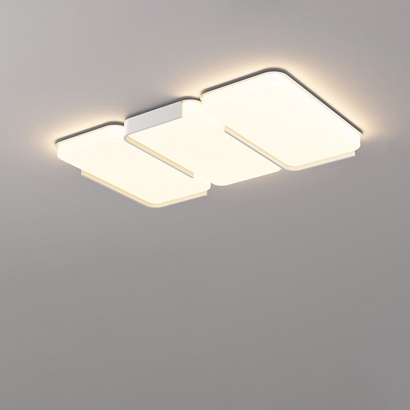 Modern Simplicity Rectangle Iron Plastic LED Flush Mount Ceiling Light For Living Room