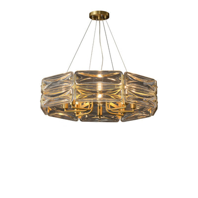 Modern Luxury Polygon Copper Glass 6/8/10 Light Chandelier For Living Room