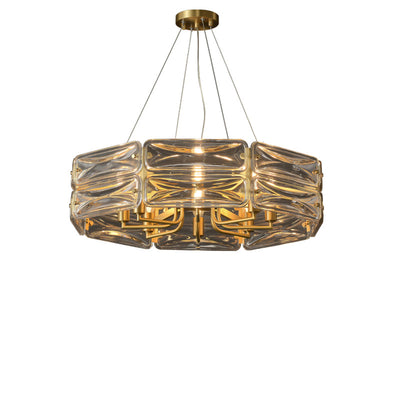 Modern Luxury Polygon Copper Glass 6/8/10 Light Chandelier For Living Room