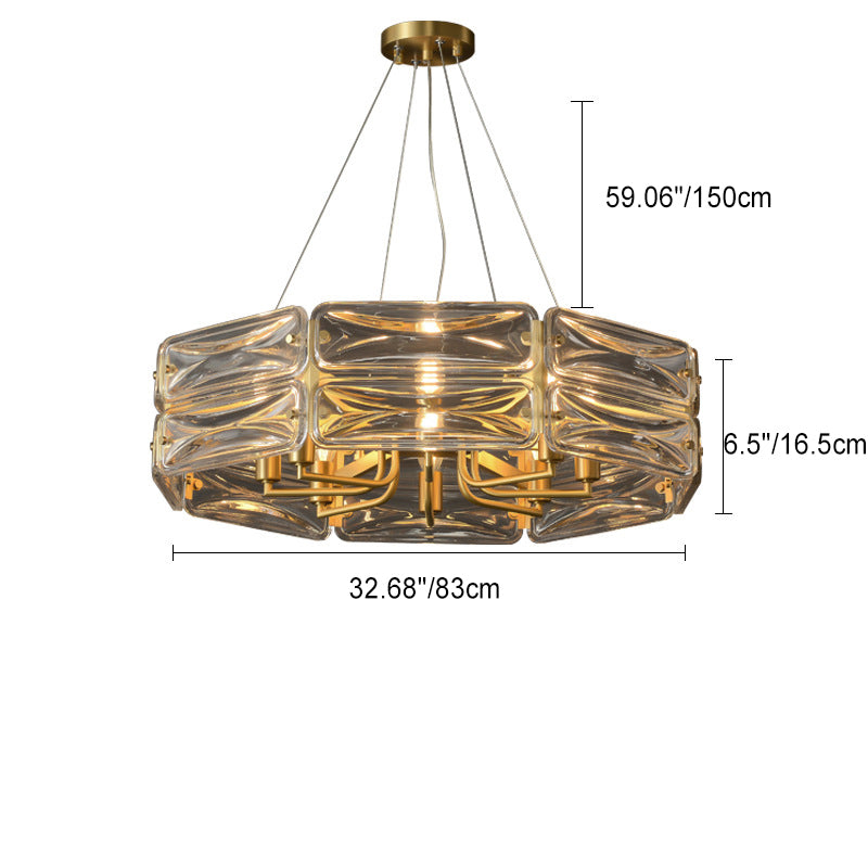 Modern Luxury Polygon Copper Glass 6/8/10 Light Chandelier For Living Room