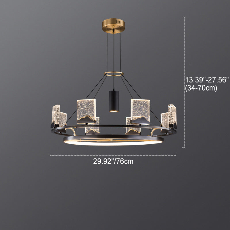 Moderne Luxus Runde Kupfer Kristall LED Kronleuchter Für Wohnzimmer 