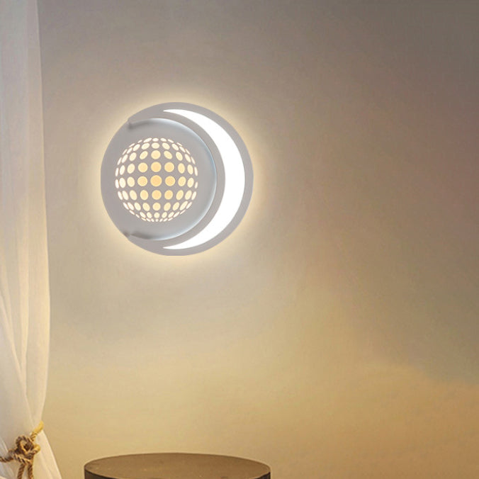 Moderne minimalistische Planeten Runde Eisen Aluminium Acryl LED Wandleuchte Lampe für Flur 