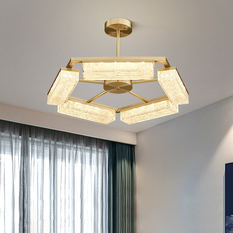 Moderne Luxus Polygon Kupfer Grün Harz LED Pendelleuchte Für Wohnzimmer 