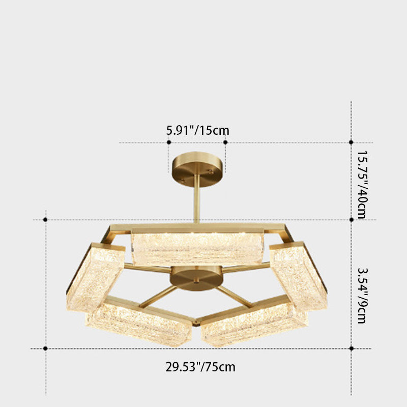 Moderne Luxus Polygon Kupfer Grün Harz LED Pendelleuchte Für Wohnzimmer 