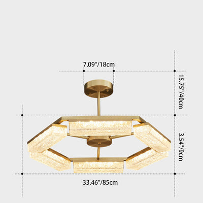 Moderne Luxus Polygon Kupfer Grün Harz LED Pendelleuchte Für Wohnzimmer 