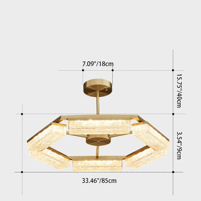 Moderne Luxus Polygon Kupfer Grün Harz LED Pendelleuchte Für Wohnzimmer 