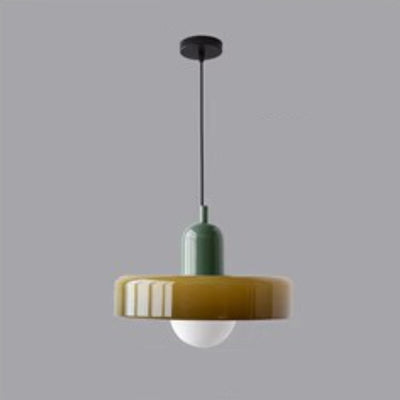 Modern Minimalist Round Iron Glass 1-Light Pendant Light For Bedroom