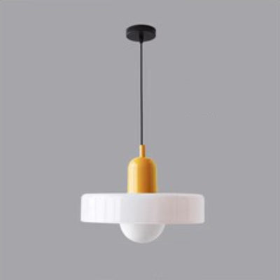 Modern Minimalist Round Iron Glass 1-Light Pendant Light For Bedroom