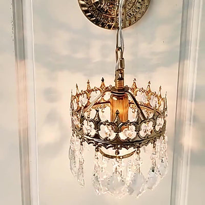 Moderne Luxus Crown Runde Eisen Kristall 1-Licht Wand Leuchte Lampe Für Wohnzimmer 