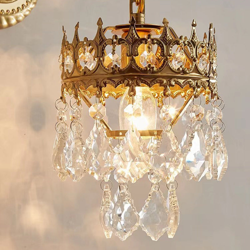 Moderne Luxus Crown Runde Eisen Kristall 1-Licht Wand Leuchte Lampe Für Wohnzimmer 