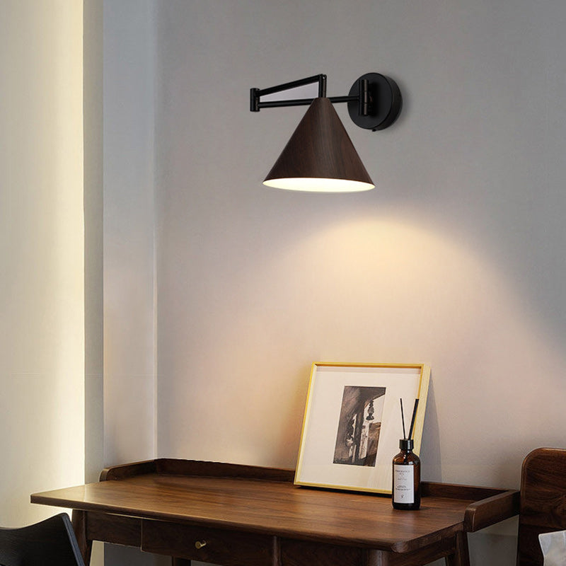 Modern Minimalist Cone Iron 1-Light Wall Sconce Lamp For Bedroom