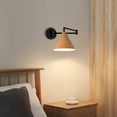 Modern Minimalist Cone Iron 1-Light Wall Sconce Lamp For Bedroom