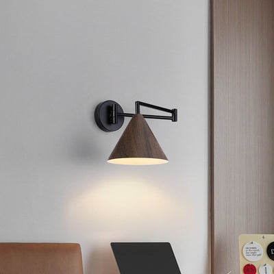 Modern Minimalist Cone Iron 1-Light Wall Sconce Lamp For Bedroom