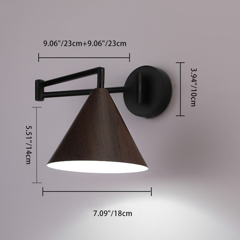 Modern Minimalist Cone Iron 1-Light Wall Sconce Lamp For Bedroom