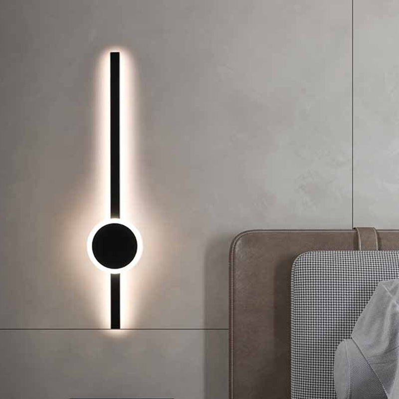 Modern Minimalist Long Strip Aluminum Acrylic LED Wall Sconce Lamp For Bedroom