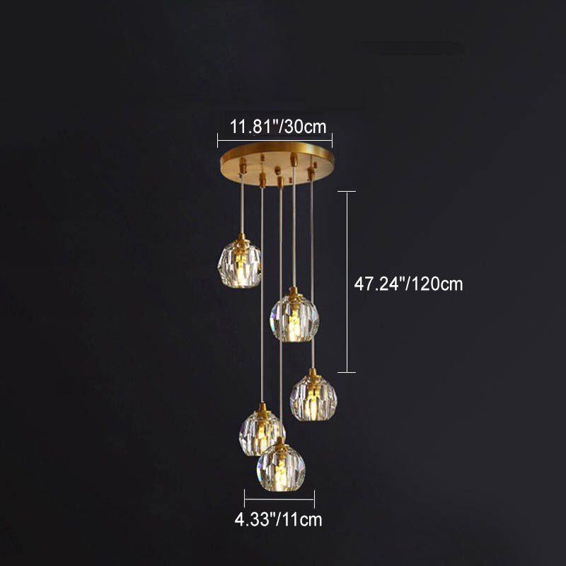 Moderne Luxus Runde Kugel Eisen Kristall 1/3/4/5 Licht Kronleuchter Für Schlafzimmer 