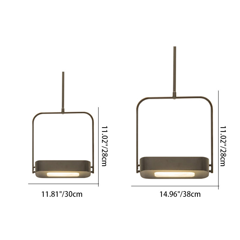 Moderne minimalistische rechteckige LED-Pendelleuchte aus Metallglas für Schlafzimmer 