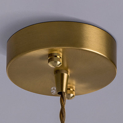 Contemporary Scandinavian Round Disc Brass Glass 1-Light Pendant Light For Bedroom