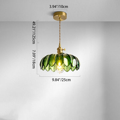 Contemporary Scandinavian Round Disc Brass Glass 1-Light Pendant Light For Bedroom