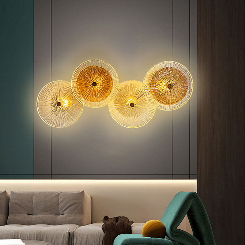 Moderne Luxus Runde Eisen Glas LED Wand Leuchte Lampe Für Wohnzimmer 