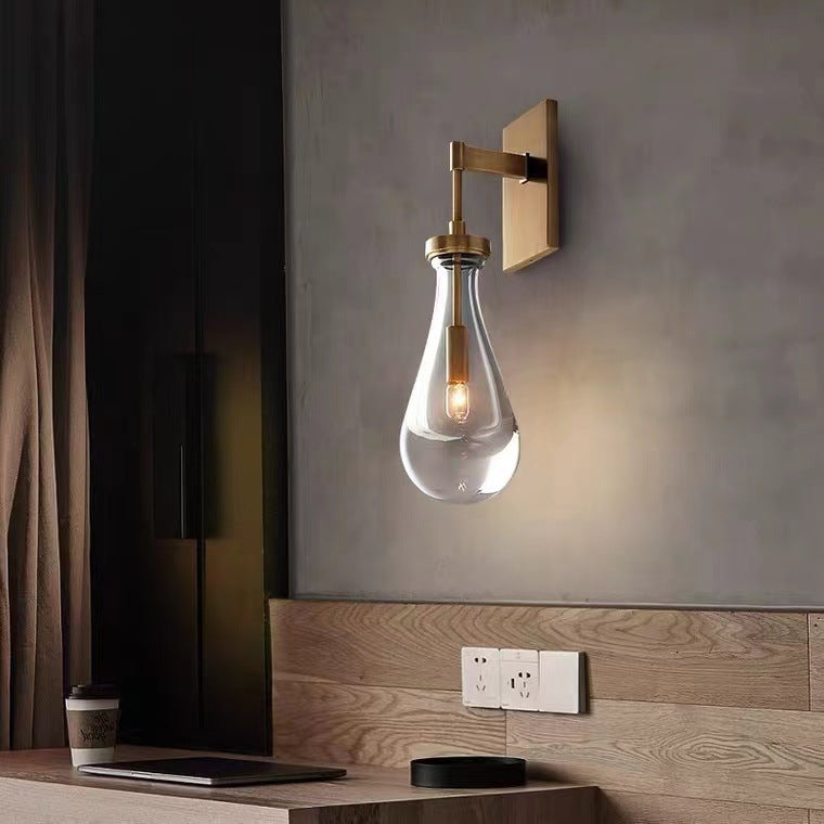 Moderne minimalistische Wassertropfen Eisen Kristallglas 1-Licht Wandleuchte Lampe für Schlafzimmer 