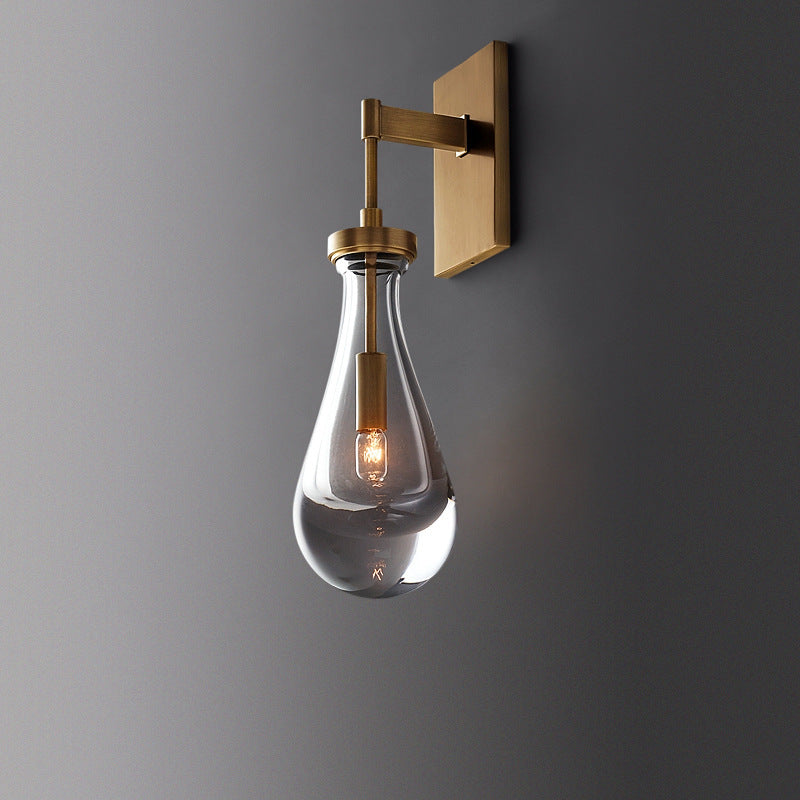 Moderne minimalistische Wassertropfen Eisen Kristallglas 1-Licht Wandleuchte Lampe für Schlafzimmer 