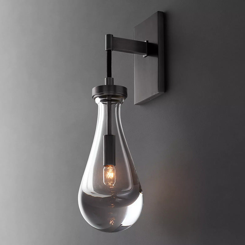 Moderne minimalistische Wassertropfen Eisen Kristallglas 1-Licht Wandleuchte Lampe für Schlafzimmer 