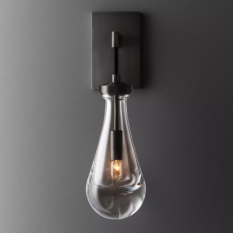 Moderne minimalistische Wassertropfen Eisen Kristallglas 1-Licht Wandleuchte Lampe für Schlafzimmer 