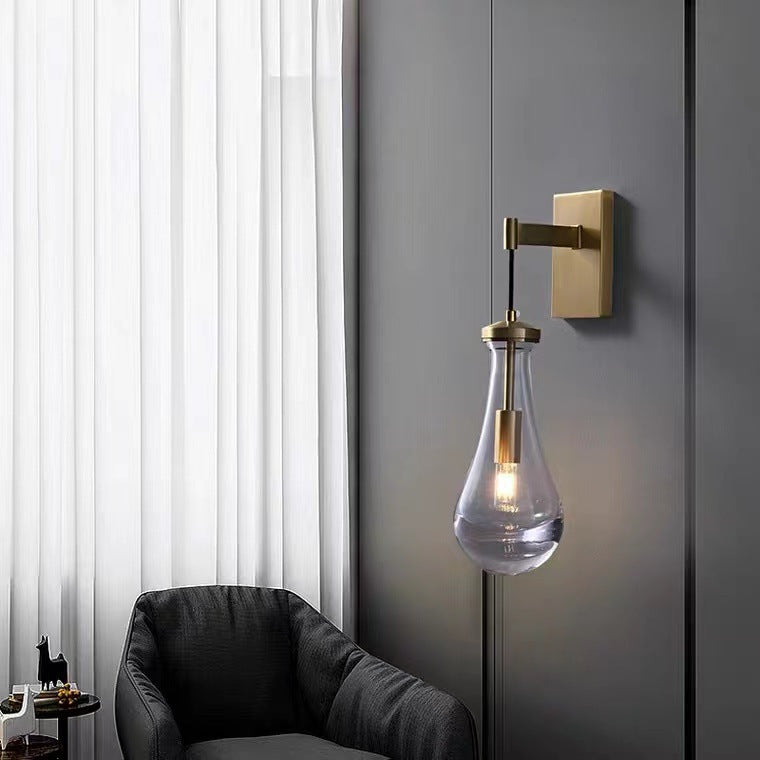 Moderne minimalistische Wassertropfen Eisen Kristallglas 1-Licht Wandleuchte Lampe für Schlafzimmer 