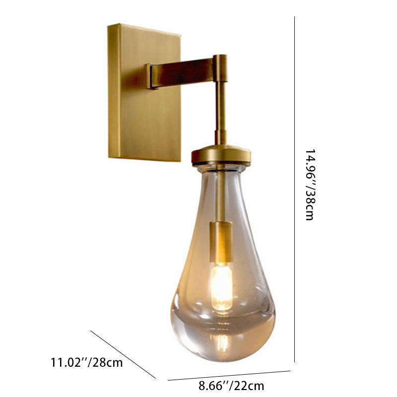 Moderne minimalistische Wassertropfen Eisen Kristallglas 1-Licht Wandleuchte Lampe für Schlafzimmer 