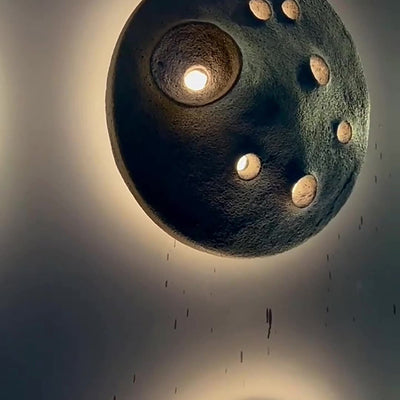 Contemporary Creative Moon Round Concrete LED Wall Sconce Lamp For Outdoor Patio