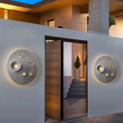 Contemporary Creative Moon Round Concrete LED Wall Sconce Lamp For Outdoor Patio