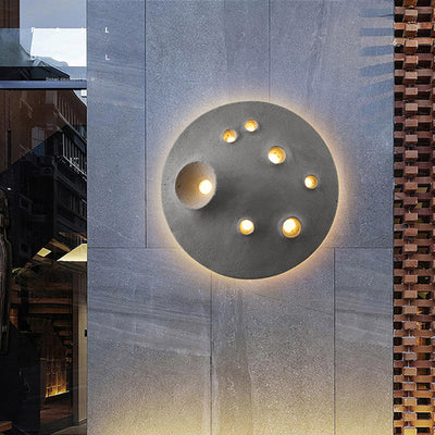 Contemporary Creative Moon Round Concrete LED Wall Sconce Lamp For Outdoor Patio