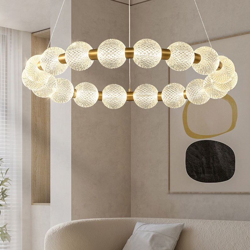 Moderne Luxus Ring Kugel Aluminium Acryl LED Kronleuchter Für Wohnzimmer 