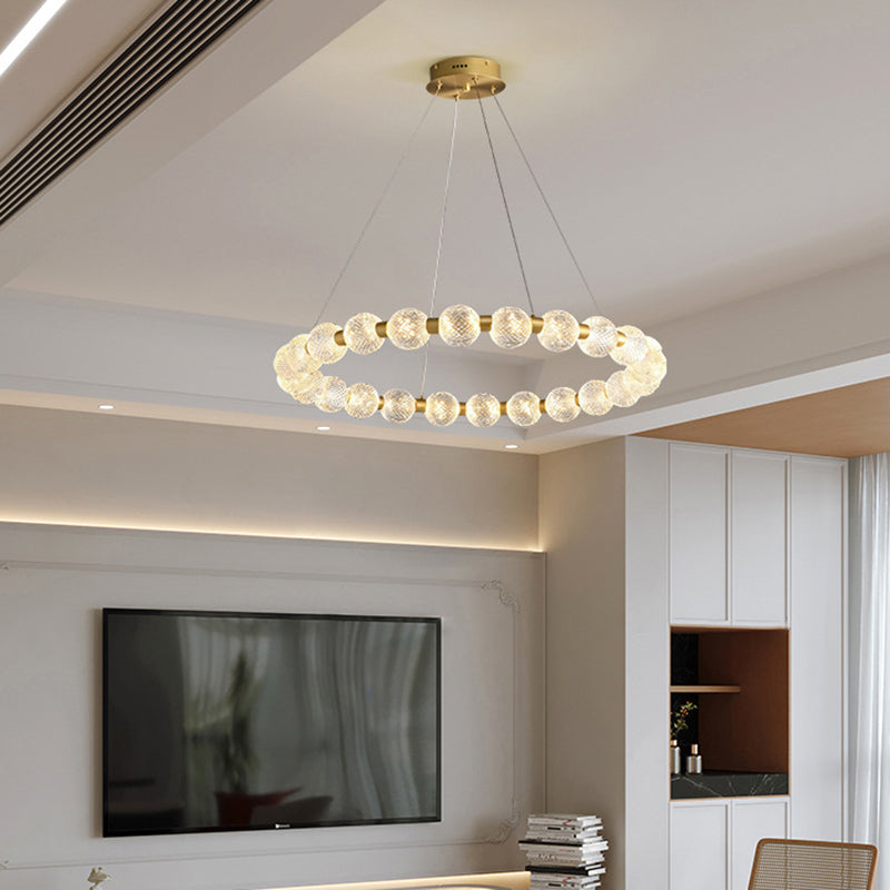 Moderne Luxus Ring Kugel Aluminium Acryl LED Kronleuchter Für Wohnzimmer 