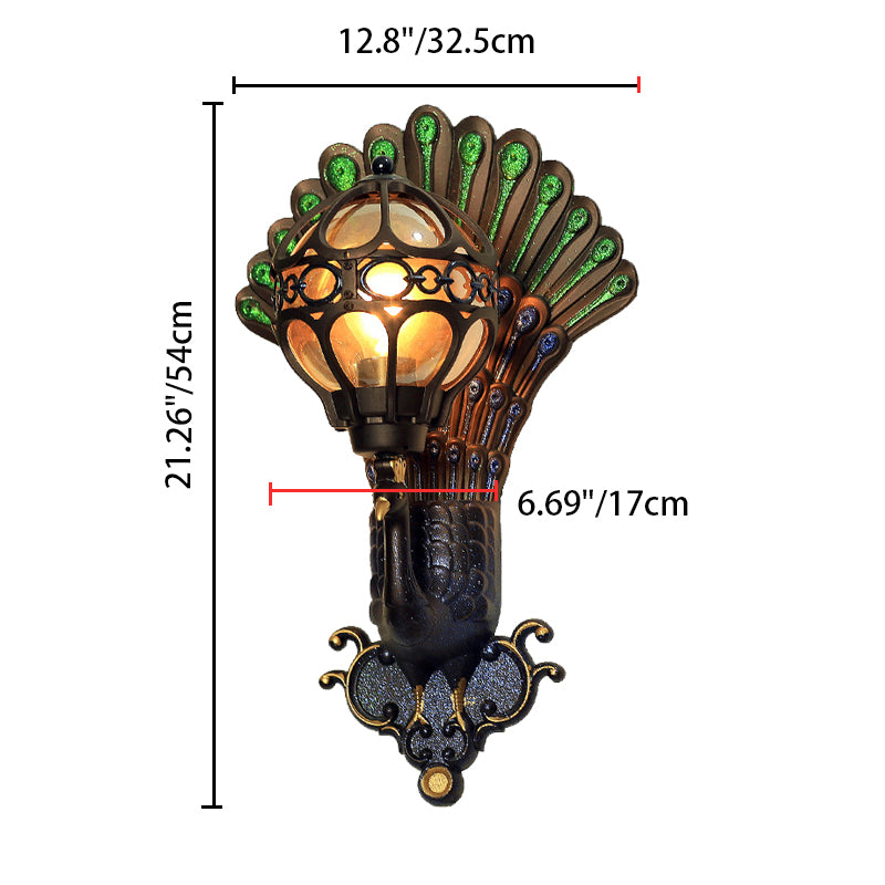 Contemporary Creative Peacock Sphere Aluminum Metal Glass 1-Light Wall Sconce Lamp For Hallway