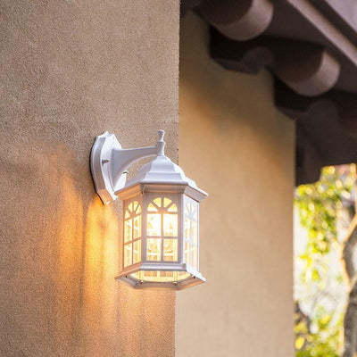 Traditional Rustic Waterproof Cylinder Aluminum Glass 1-Light Wall Sconce Lamp For Outdoor Patio